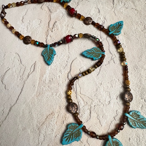 Turquoise Leaf Necklace - Picture 2 of 2